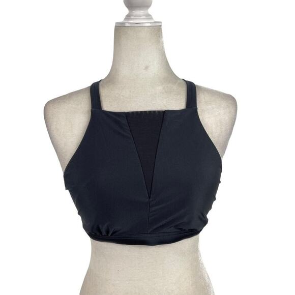 prAna Women's Black Regan High Neck Bikini Top with Mesh Detail Size Small - Picture 7 of 15